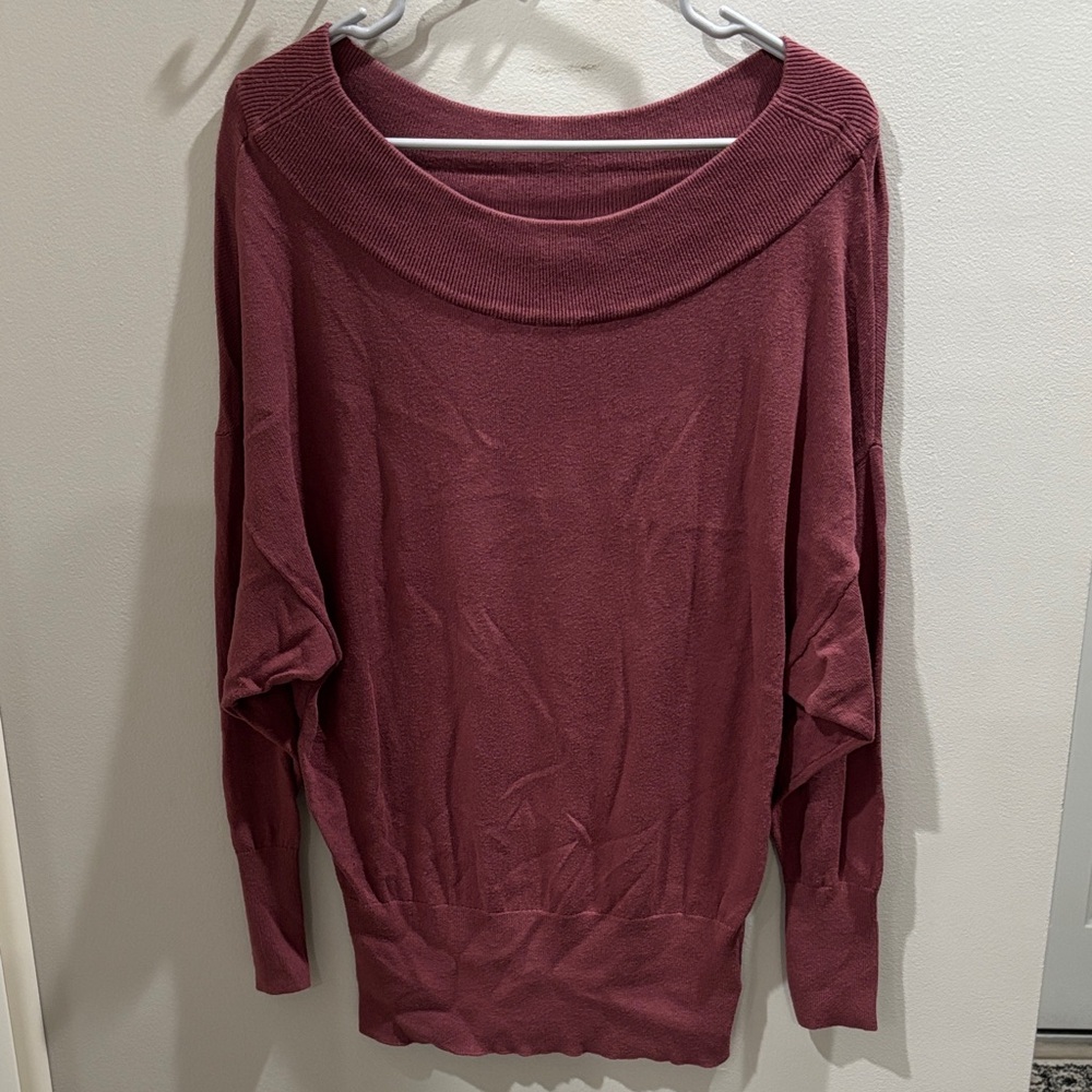 Express Off-the-Shoulder Maroon Sweater